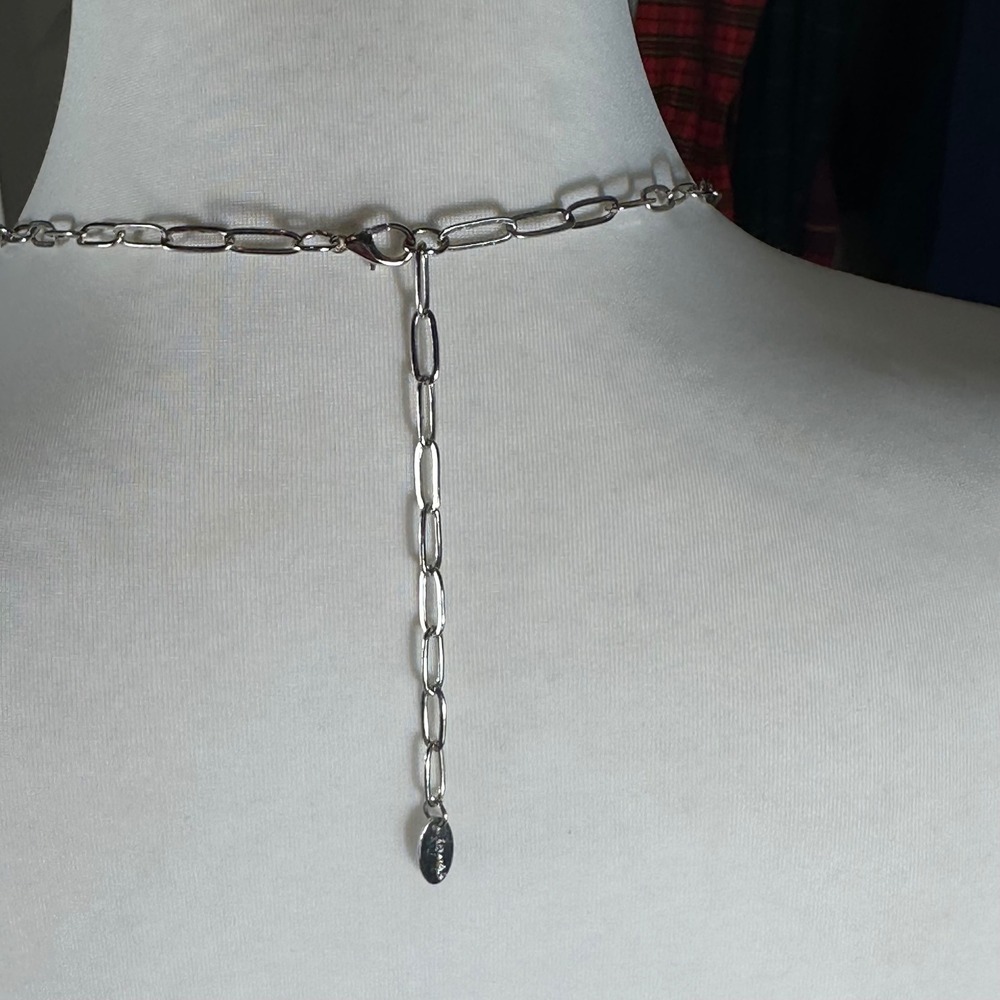 Free People Dandee Long Necklace NWT Silver Red Agate Tassel Boho Charm - Picture 4 of 8